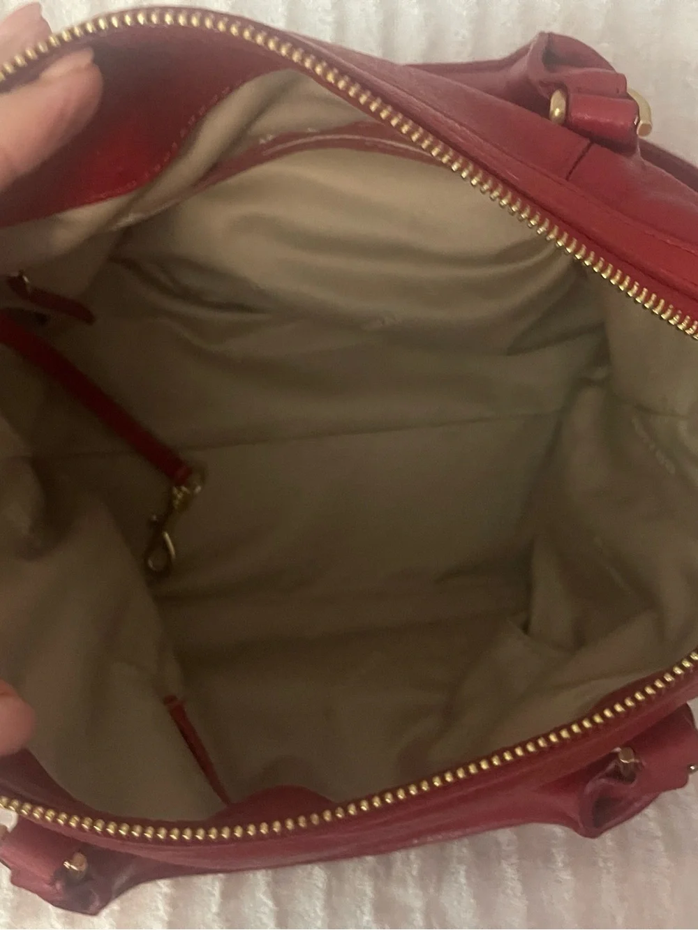 Brahmin Micaela Satchel - Red Leather Top-Handle Satchel with Gold Hardwate